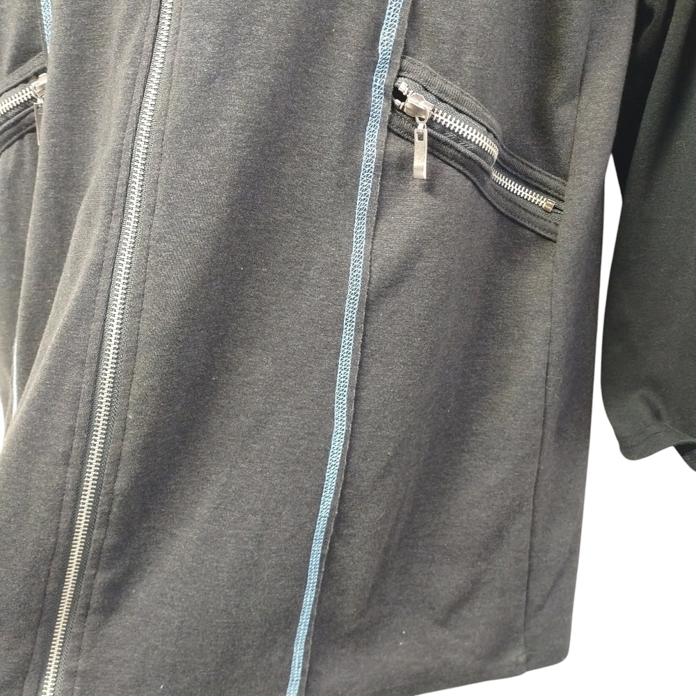 Laura Hlavac Size L Hooded Full zip Sweatshirt Yoga Casual stitching Gray Jacket - Picture 5 of 8